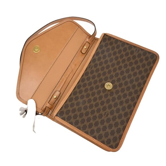 CELINE Macadam Pattern 2Way Crossbody Shoulder Bag PVC Leather Brown 318-082525 - Picture 10 of 16